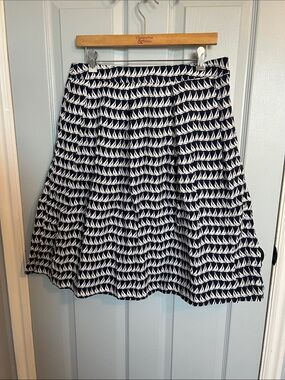DownEast Navy and White Sailboat-Print A-Line Skirt